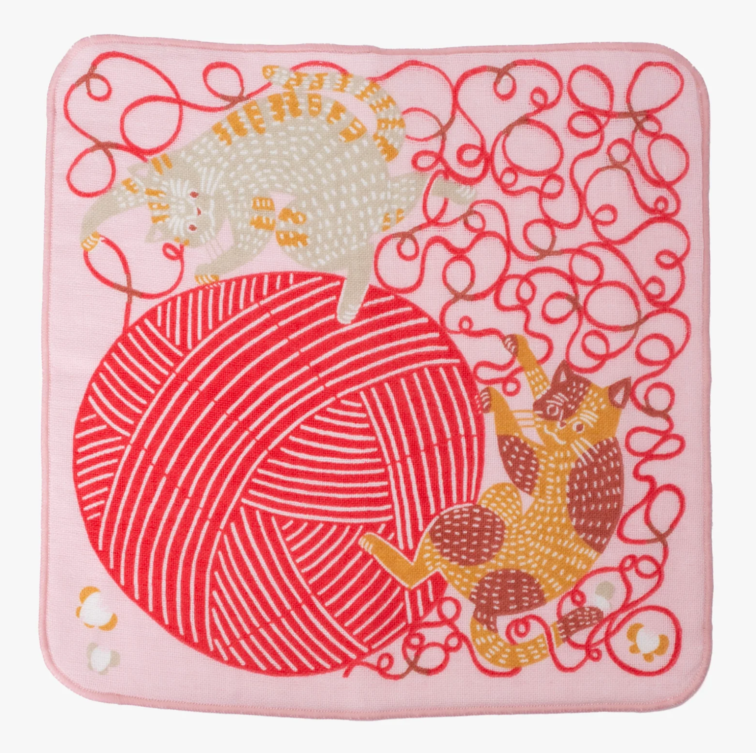 Musubi Fuwa-Fuwa Towel, Kata Kata Cat & Yarn, Pink